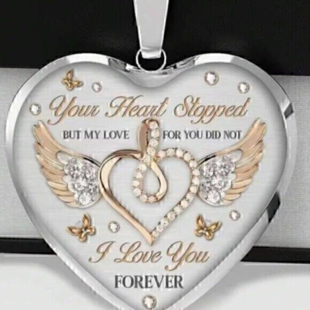 Lover Lost Loved one Heart Shaped Oil Droplet Pendant Necklace